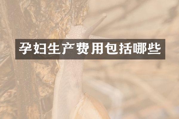 孕妇生产费用包括哪些