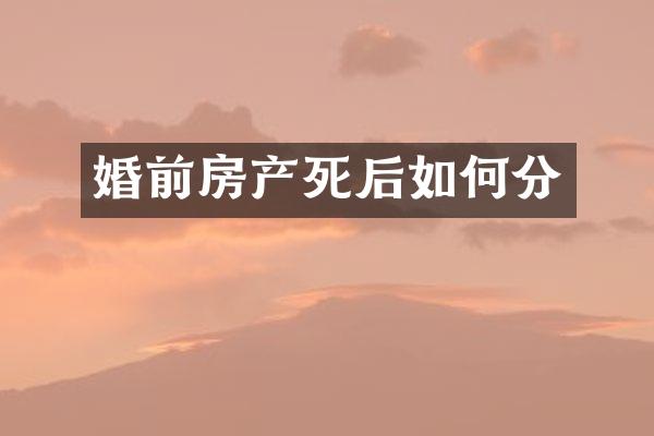 婚前房产死后如何分