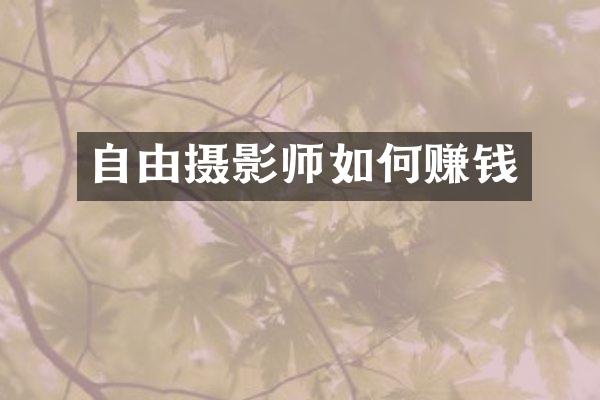 自由摄影师如何赚钱