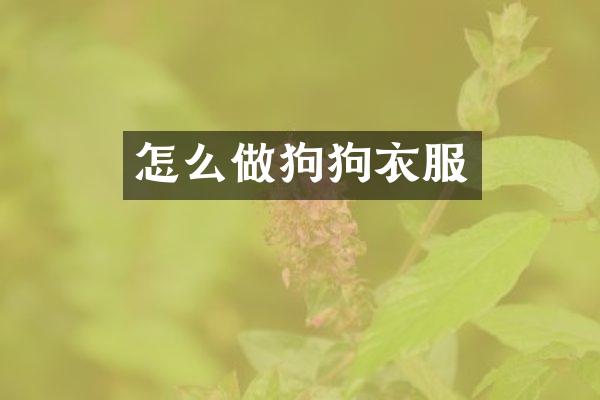 怎么做狗狗衣服