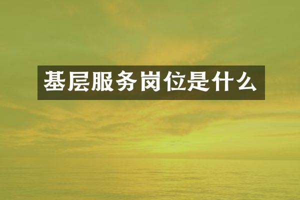 基层服务岗位是什么