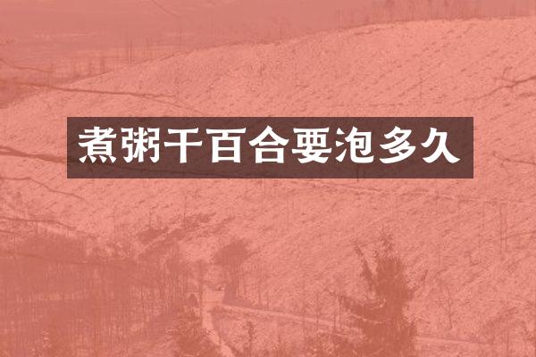 煮粥干百合要泡多久