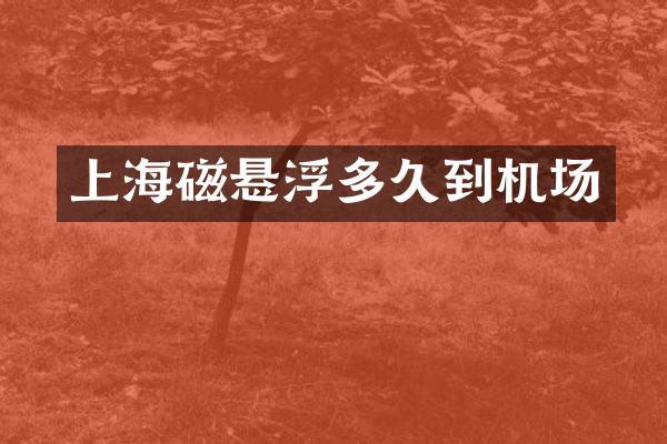 上海磁悬浮多久到机场