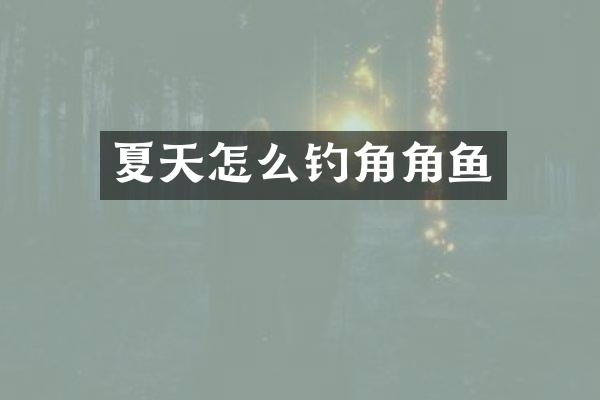 夏天怎么钓角角鱼