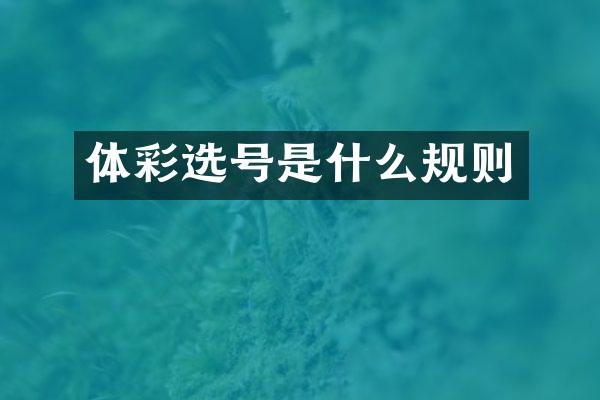 体彩选号是什么规则