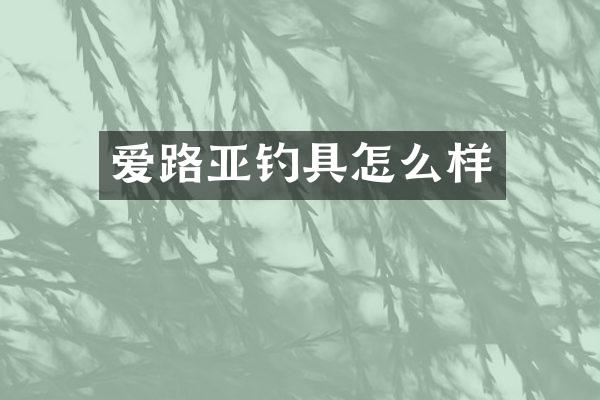 爱路亚钓具怎么样