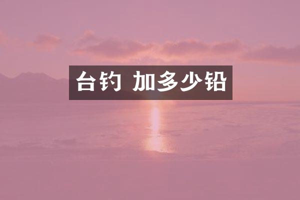 台钓 加多少铅