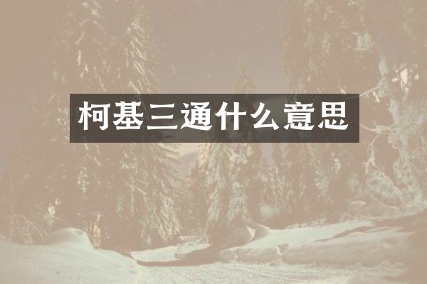 柯基三通什么意思