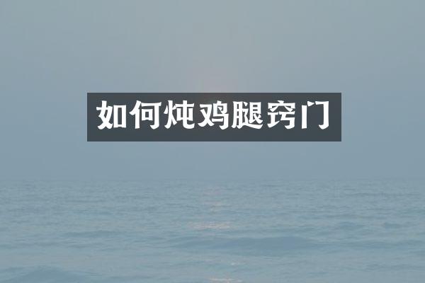 如何炖鸡腿窍门