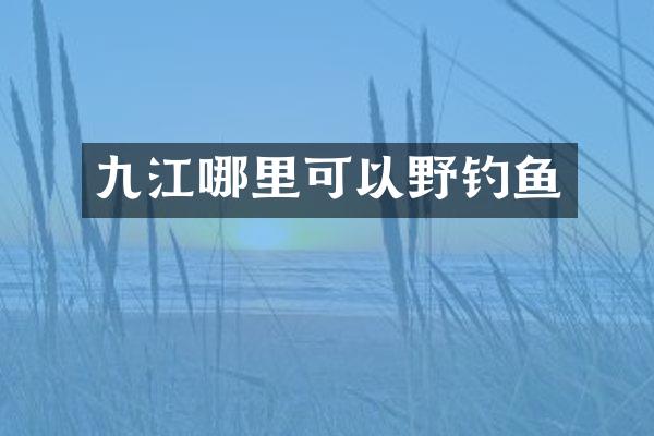 九江哪里可以野钓鱼