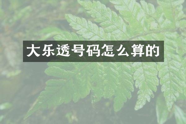 大乐透号码怎么算的