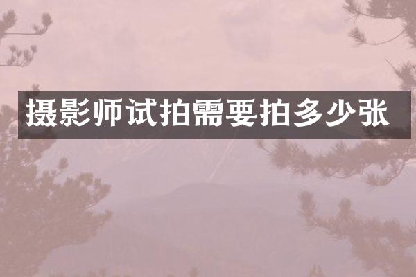 摄影师试拍需要拍多少张