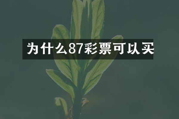 为什么87彩票可以买
