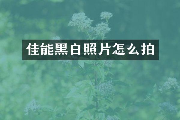 佳能黑白照片怎么拍