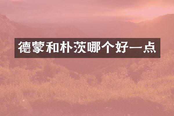 德蒙和朴茨哪个好一点