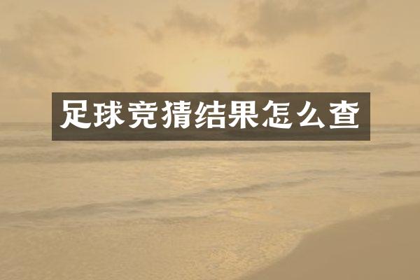 足球竞猜结果怎么查