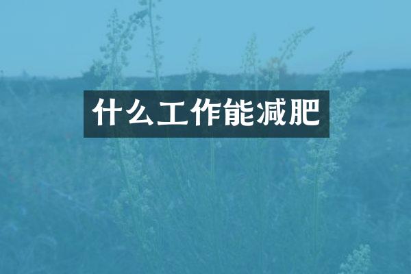什么工作能减肥