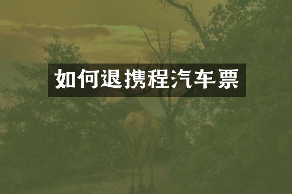 如何退携程汽车票