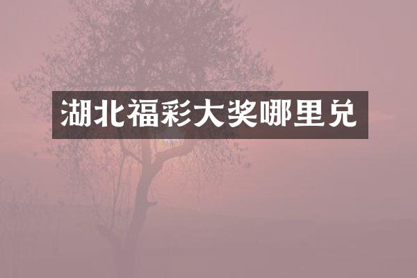 湖北福彩大奖哪里兑