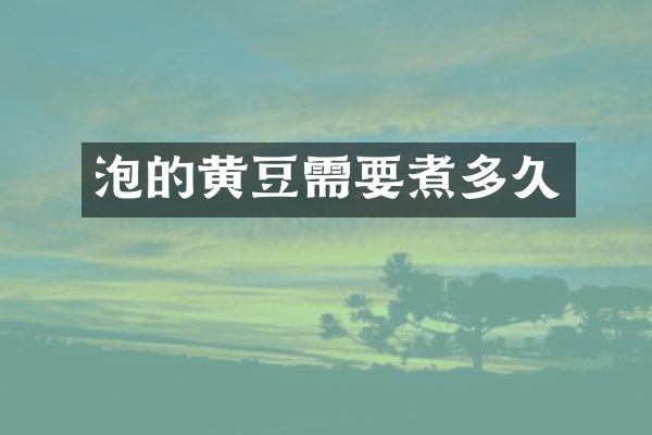 泡的黄豆需要煮多久