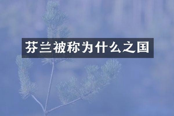 芬兰被称为什么之国