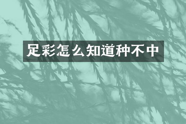 足彩怎么知道种不中