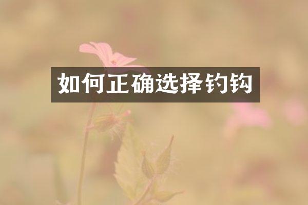 如何正确选择钓钩