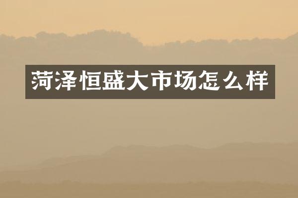 菏泽恒盛大市场怎么样