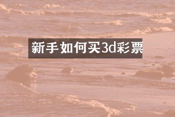 新手如何买3d彩票
