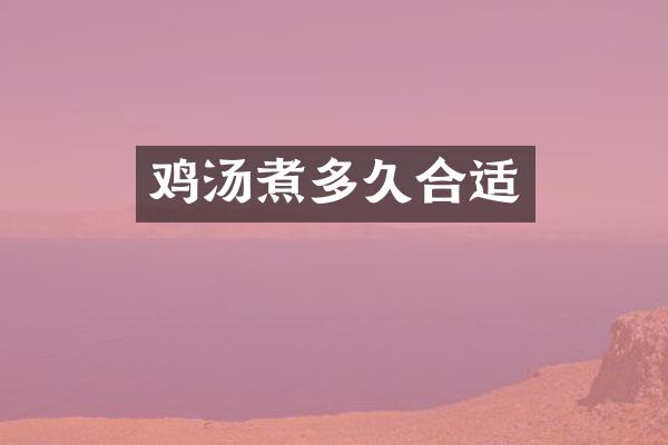 鸡汤煮多久合适