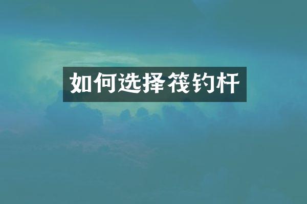 如何选择筏钓杆