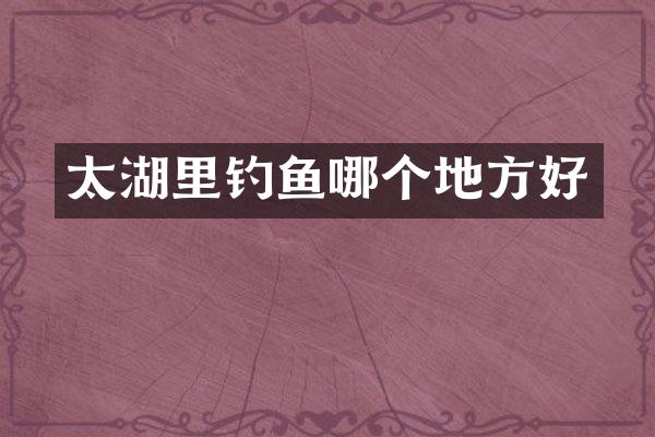 太湖里钓鱼哪个地方好