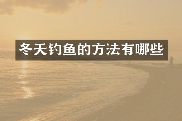 冬天钓鱼的方法有哪些