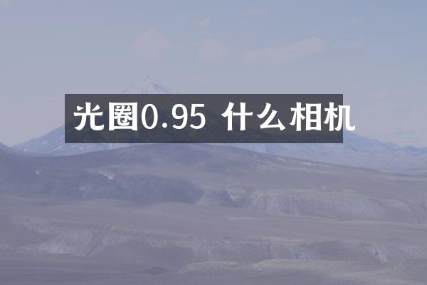 光圈0.95 什么相机