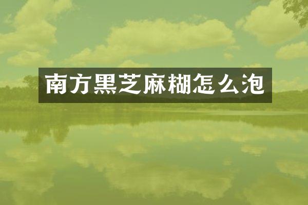 南方黑芝麻糊怎么泡