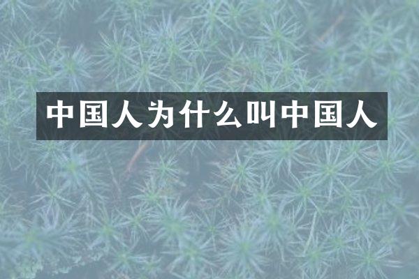 中国人为什么叫中国人