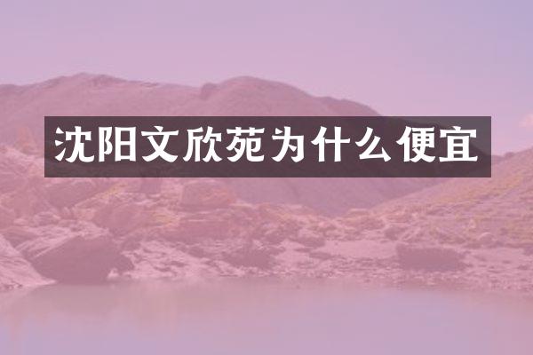 沈阳文欣苑为什么便宜