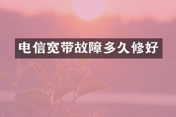 电信宽带故障多久修好