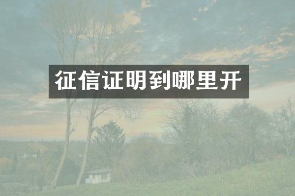 征信证明到哪里开