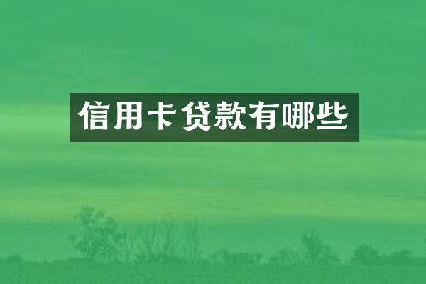 信用卡贷款有哪些