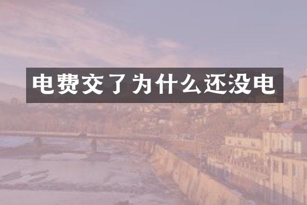 电费交了为什么还没电