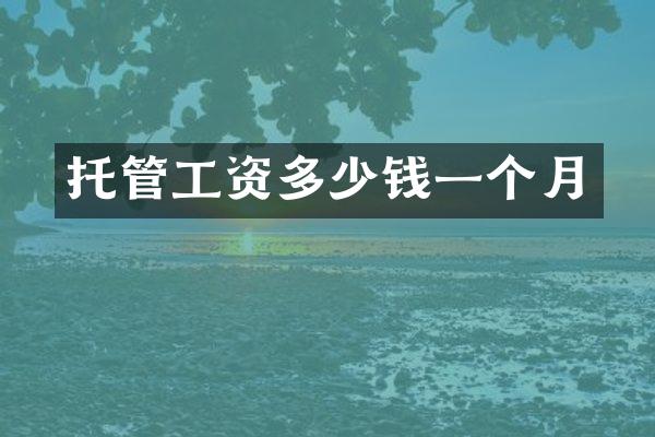 托管工资多少钱一个月