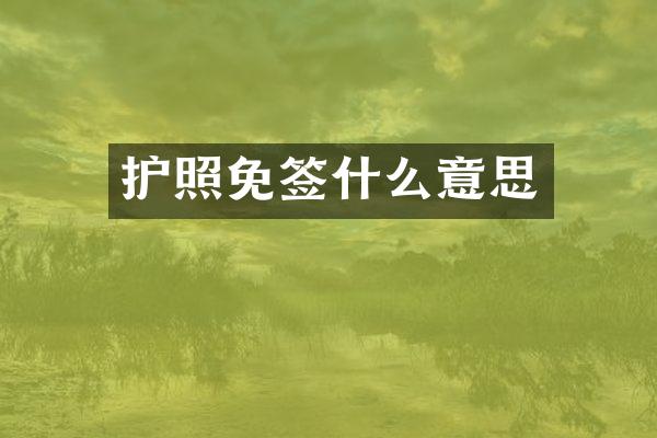护照免签什么意思