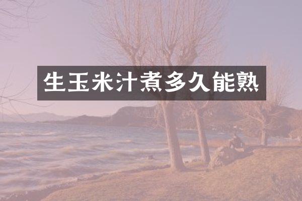 生玉米汁煮多久能熟