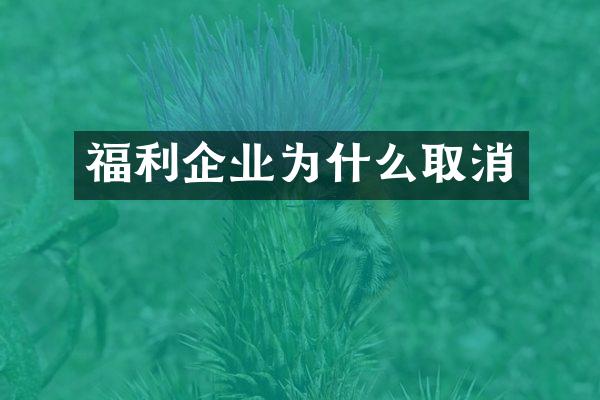福利企业为什么取消