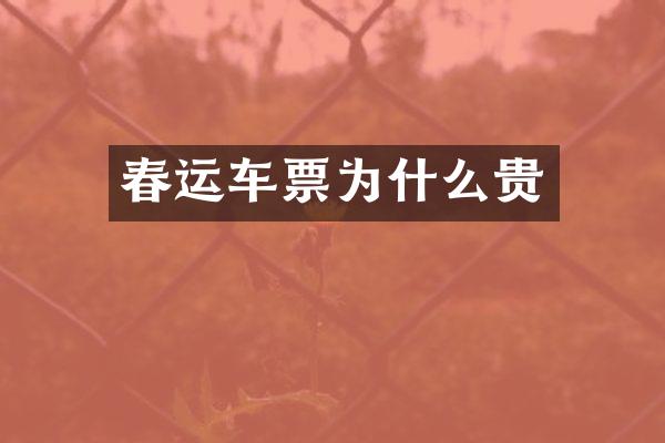 春运车票为什么贵