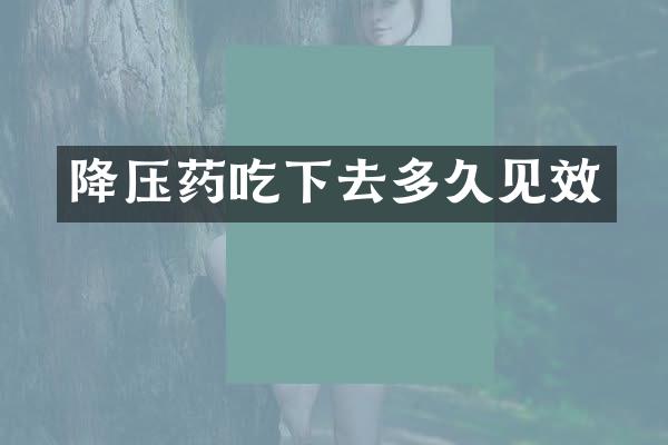 降压药吃下去多久见效