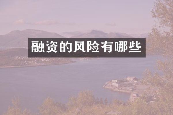 融资的风险有哪些
