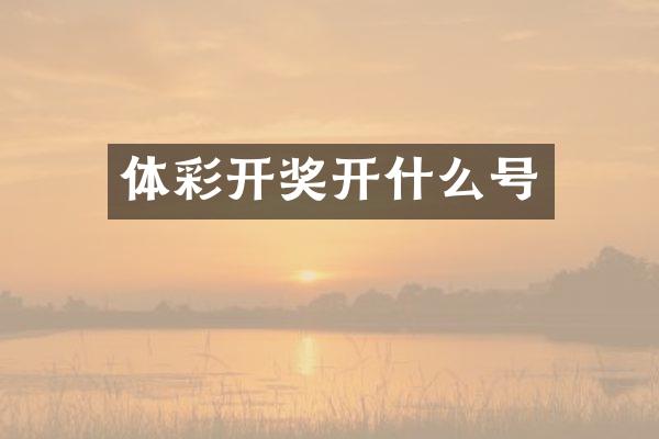 体彩开奖开什么号