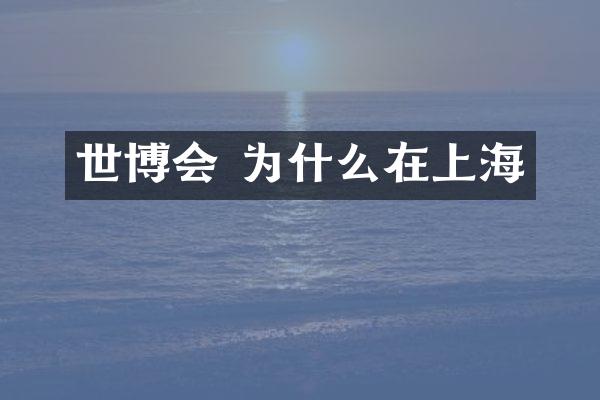 世博会 为什么在上海